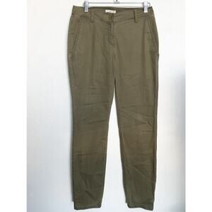 Eileen Fisher Chino Twill Pants Straight Stretch XXS Olive Green Cotton Tencel